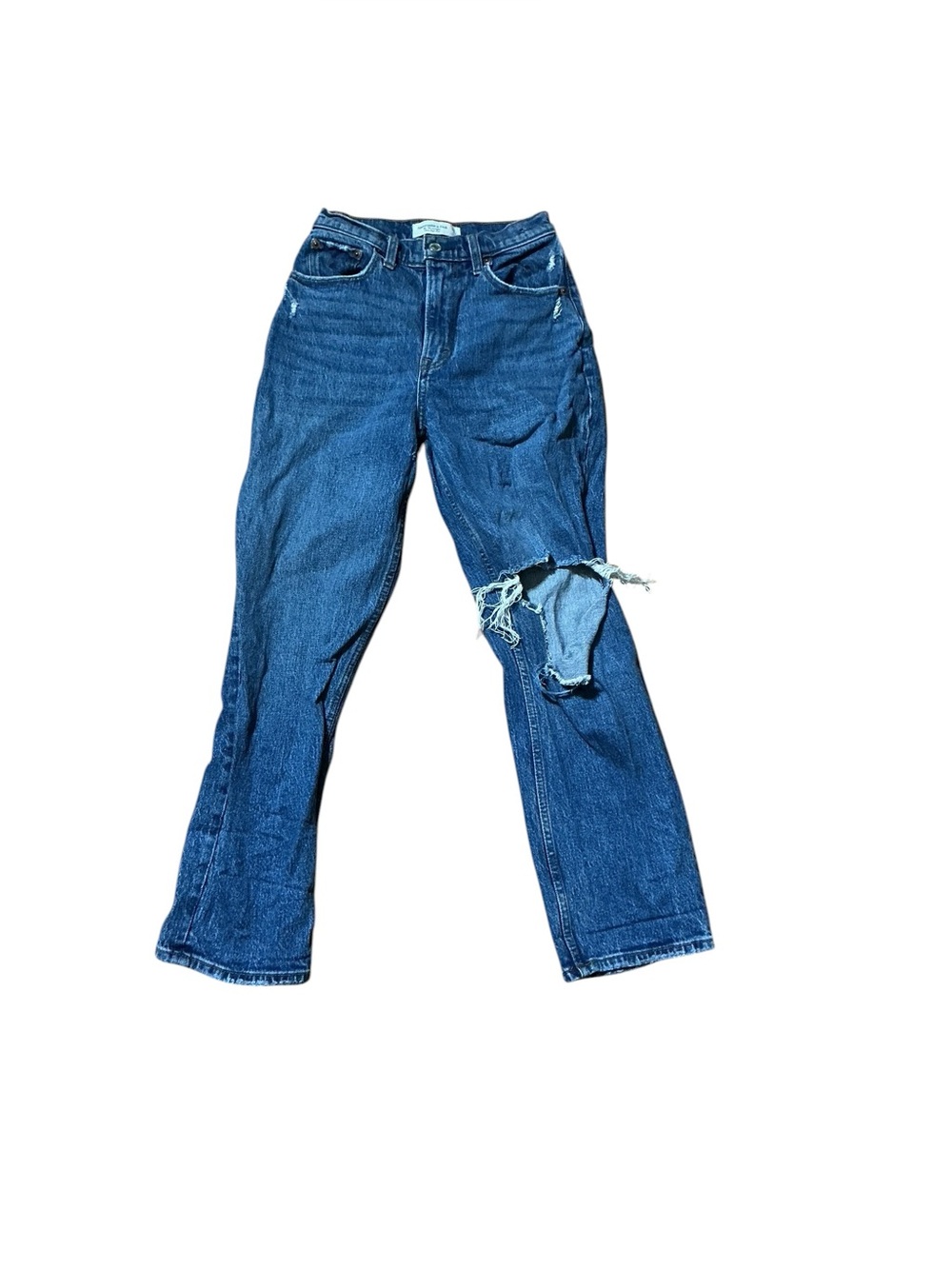 Abercrombie & Fitch Distressed Dark Blue High-Rise Jeans